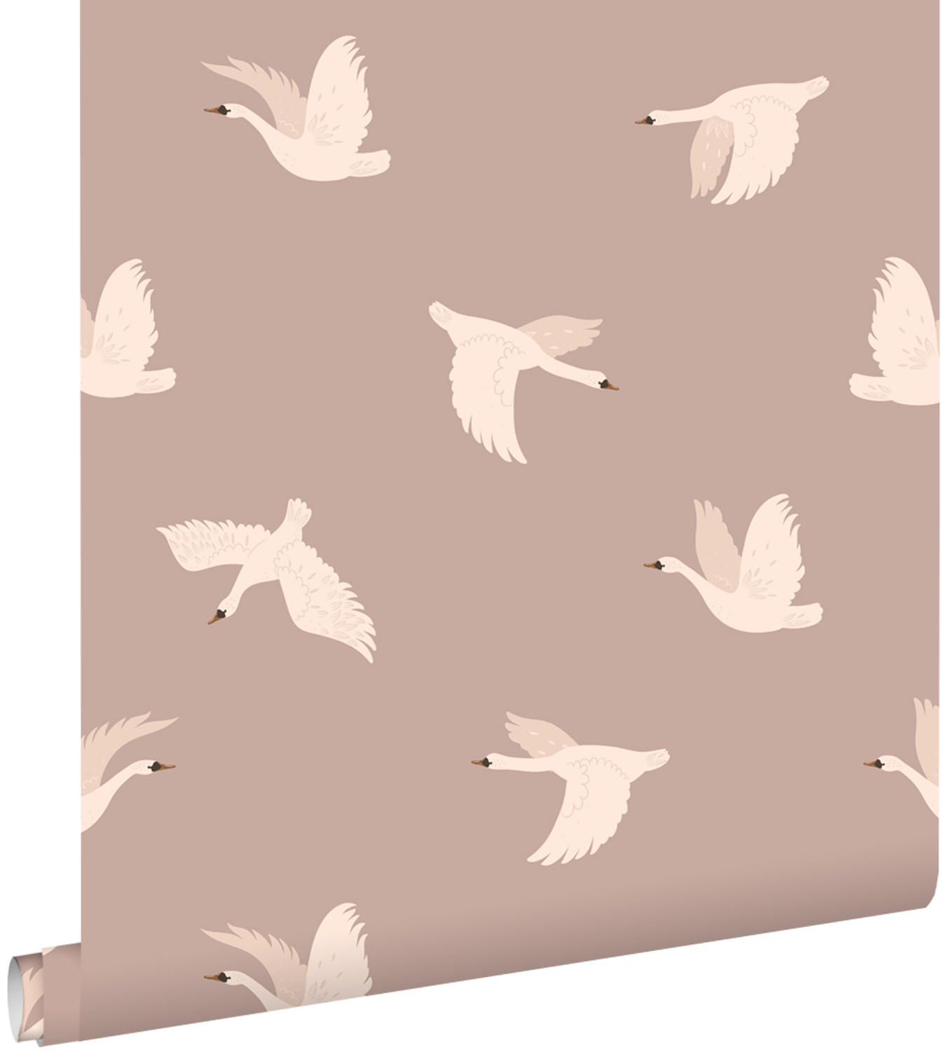 TAPETE Schwäne 50 x 900 cm - Pink, Papier (50/0.1cm) - ESTAhome