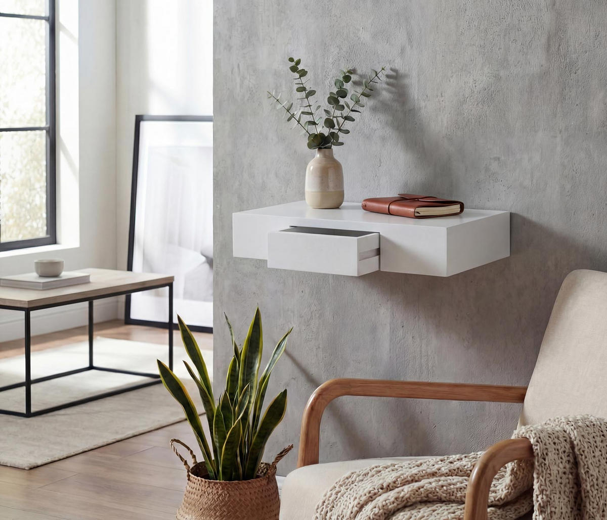 WANDREGAL Reinweiß - Weiß, Holz (40/8/25cm) - MCW