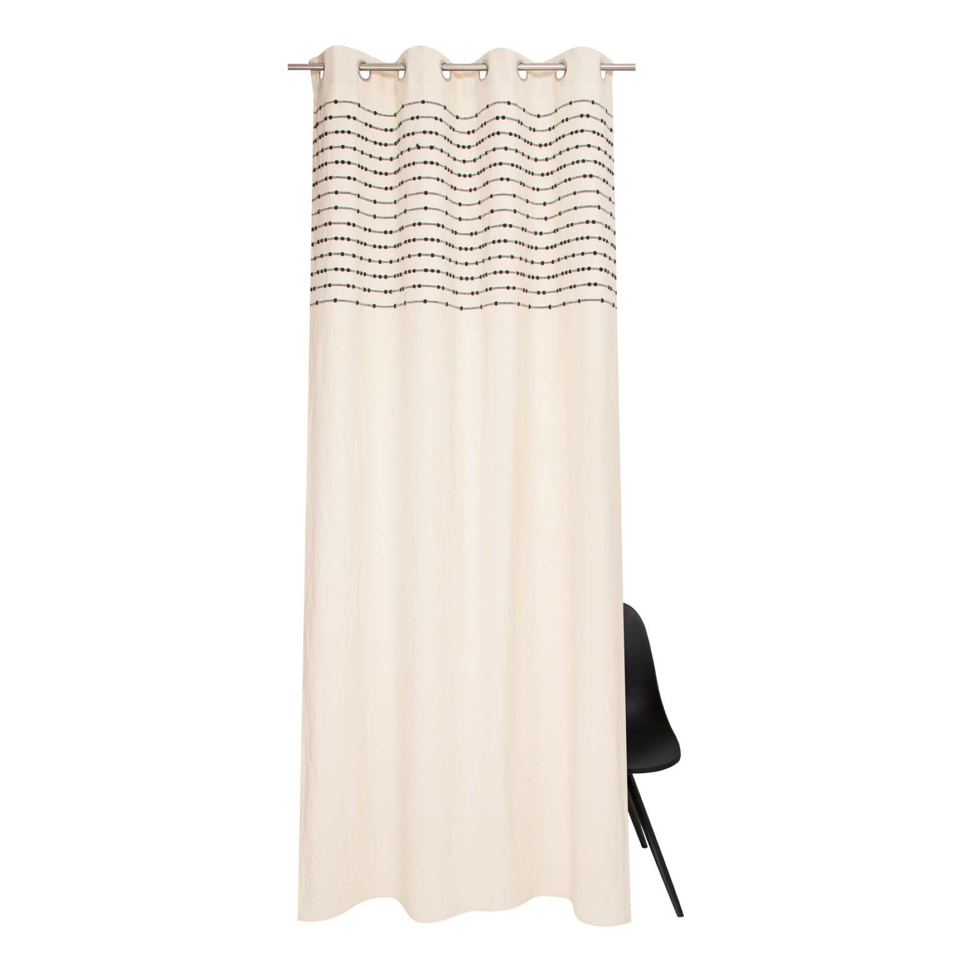 BLICKDICHTER ÖSENVORHANG KNOTLINES - Schwarz, Textil (140/0.5/260cm) - Tom Tailor