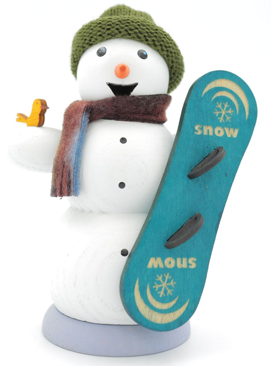 RAUCHFIGUR Schneemann mit Snowboard 13 cm - Multicolor, Holz (6/13/10cm)
