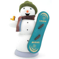 RAUCHFIGUR Schneemann mit Snowboard 13 cm - Multicolor, Holz (6/13/10cm)