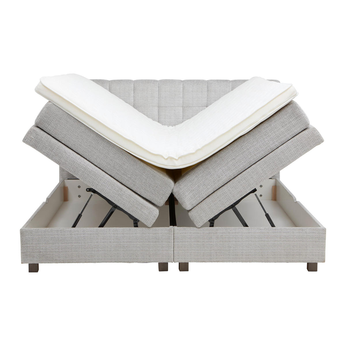 BOXSPRINGBETT Liam Hellgrau ca. 180 / 200 cm - Hellgrau, Holz - Mömax