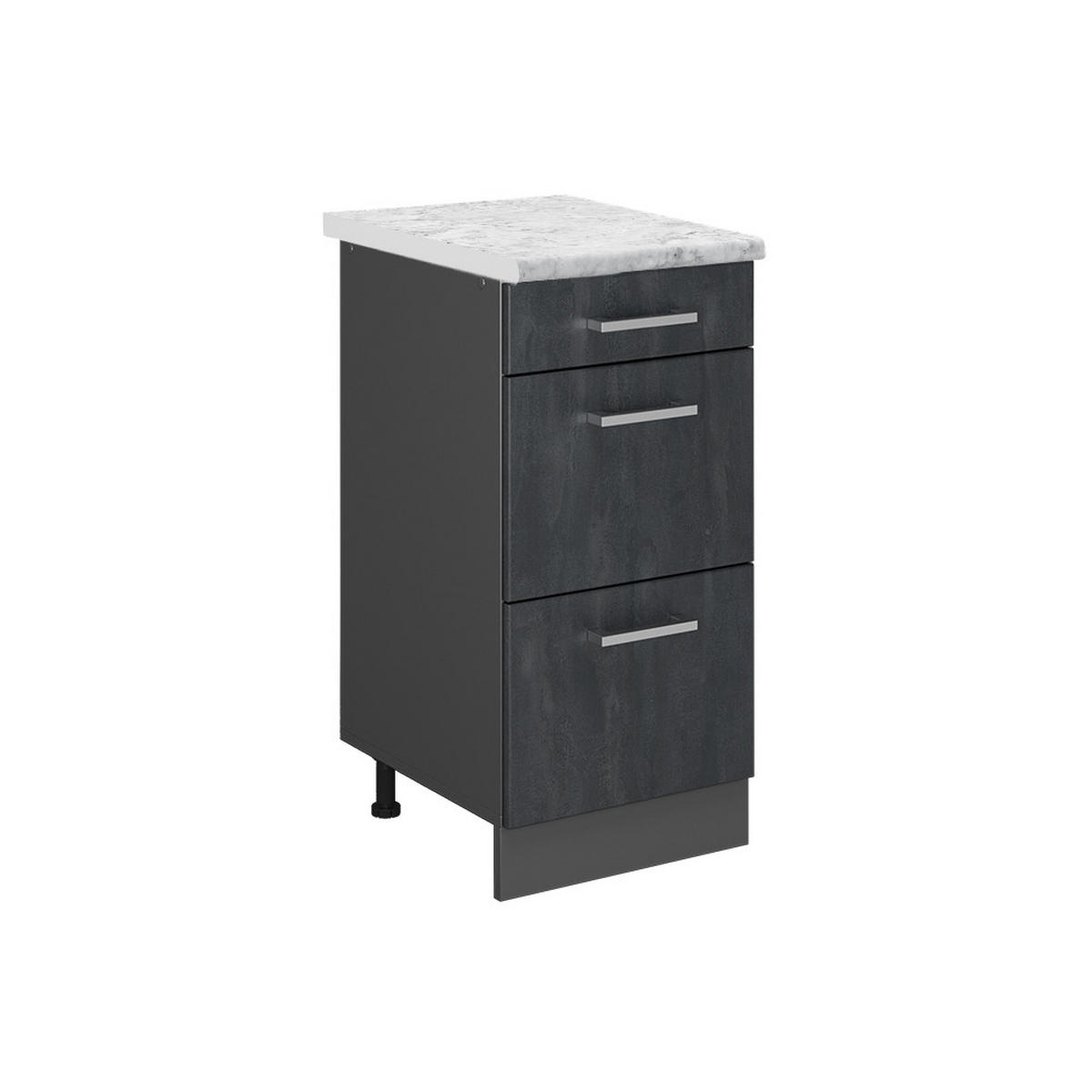 SCHUBLADENSCHRANK R-Line Schwarz Beton 40 cm AP Marmor - Anthrazit/Schwarz, Holzwerkstoff (40/81.6/60cm) - Vicco