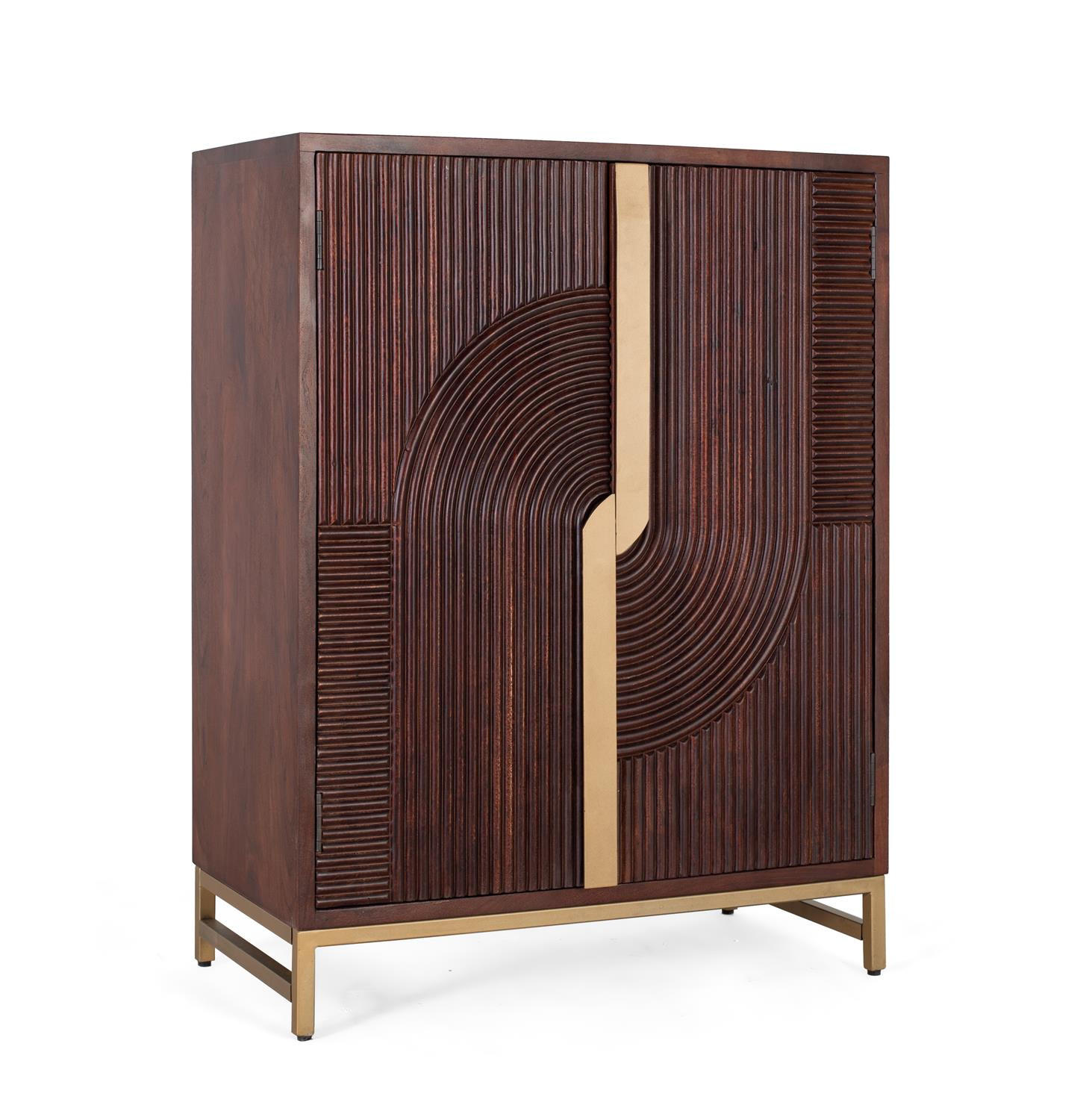 BARSCHRANK aus Mangoholz und Metall - Kirschbaumfarben, Holz (46/119/91cm) - Giner y Colomer