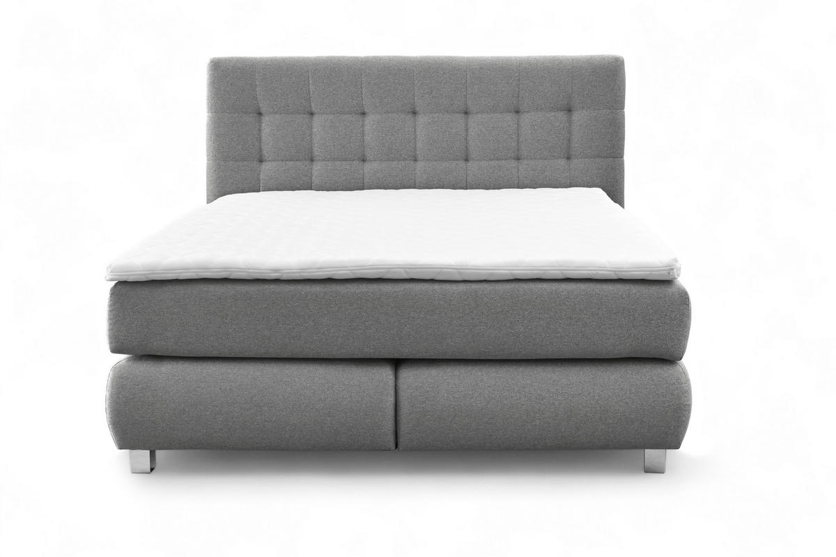 BOXSPRINGBETT BLAKE Bonellmatratze Topper 140x200 Grau - Grau, Holz (140/200cm) - Furnistar