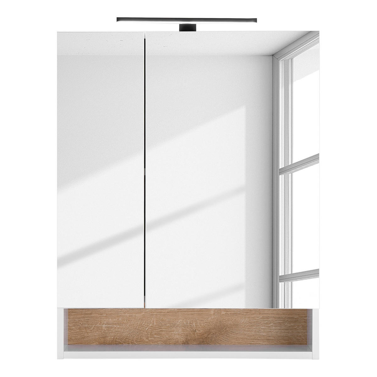 SPIEGELSCHRANK mit Beleuchtung - Weiß, Holzwerkstoff (60/75/22cm) - home24