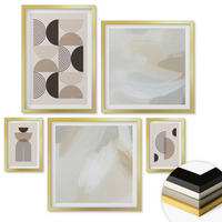 WANDBILDER 5er Set - 50x50 cm & 20x30 cm & 40x60 cm Goldrahmen - Abstrakte geometrische Muster - Goldfarben, Kunststoff (40/60cm) - ArtPrintCave