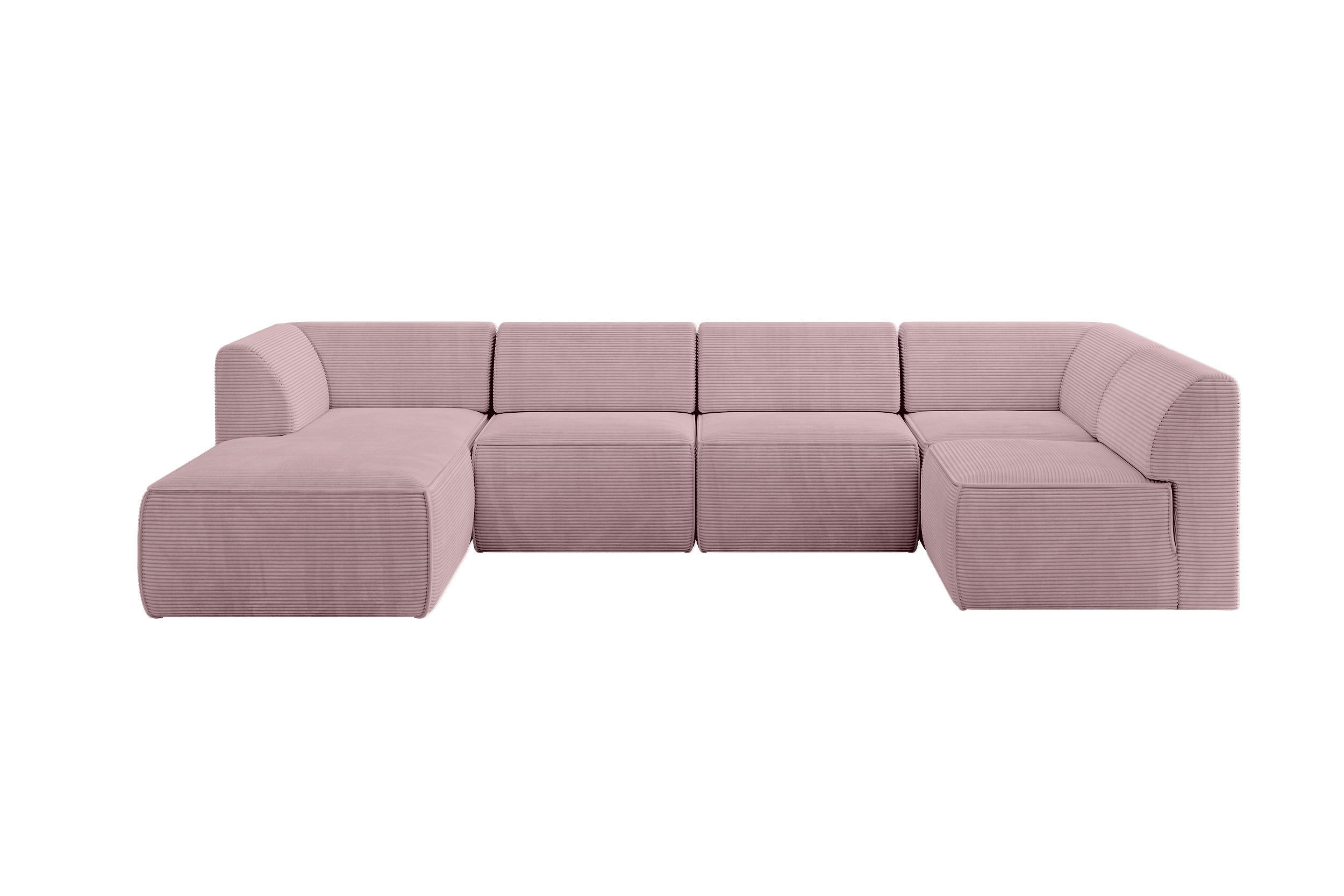 WOHNLANDSCHAFT Ottomane Links MOVO-L 345x180x78 cm Rosa Cord - Schwarz/Rosa, Holzwerkstoff/Kunststoff (180/78/345cm) - ALTDECOR