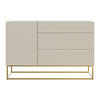 SIDEBOARD Veldio Greige mit 3 Schubladen 140 cm - Taupe/Goldfarben, Holzwerkstoff/Metall (140/90/38cm) - Selsey