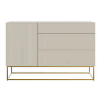 SIDEBOARD Veldio Greige mit 3 Schubladen 140 cm - Taupe/Goldfarben, Holzwerkstoff/Metall (140/90/38cm) - Selsey