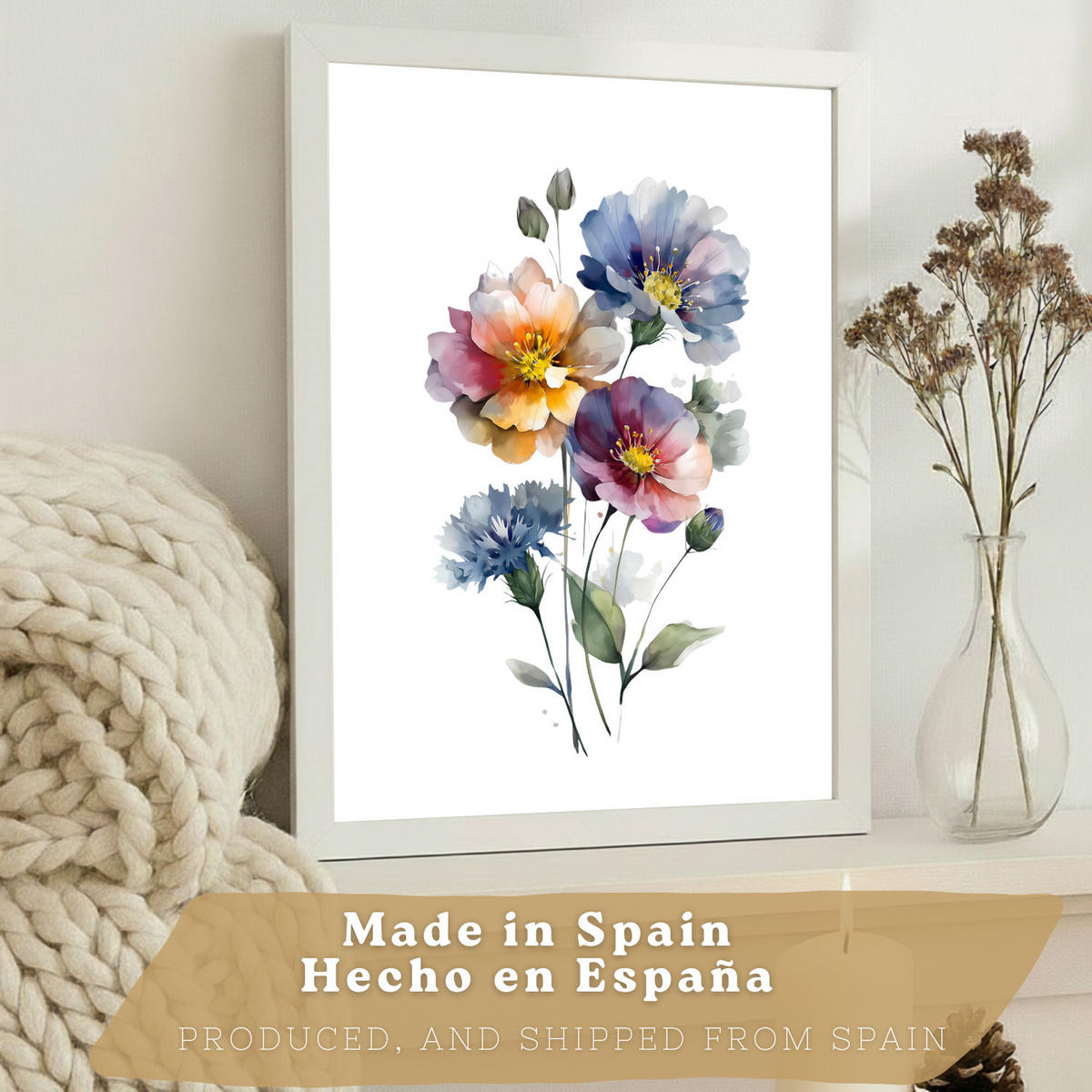 PLAKAT Sada 3 botanických uměleckých tisků. Květinové nástěnné umění. Moderní minimalistický květinový nástěnný PLAKAT. Velikost Bezrámové A4 - čirá, papír (21/29.7/3cm) - Nacnic