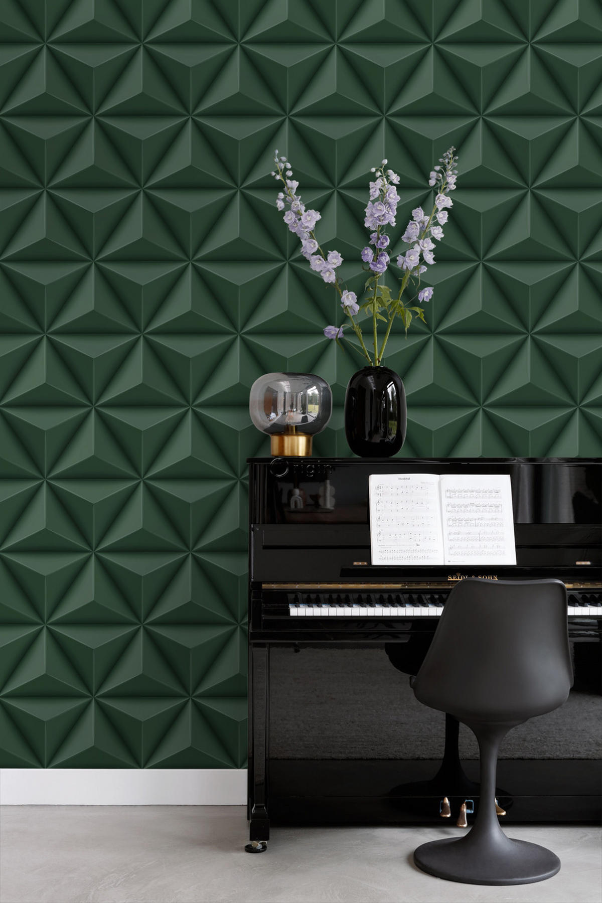 TAPETE 3D-Muster 53 cm x 10.05 m - Grün, Papier (53/1000cm) - Origin Wallcoverings