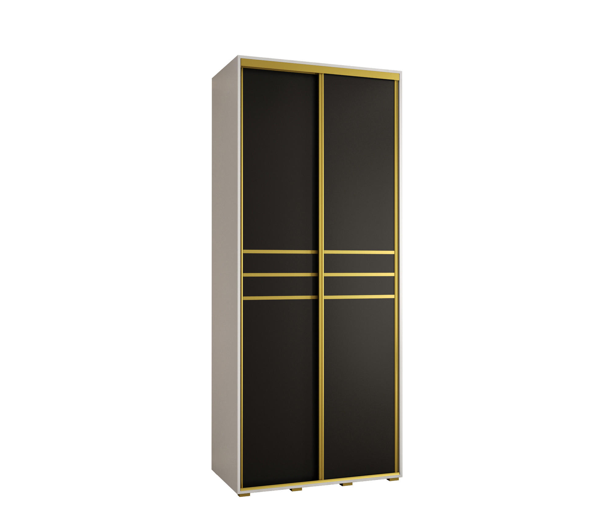 Abiks Möbel Schwebetürenschrank Weiß, Schwarz, Gold 100x235x45 cm