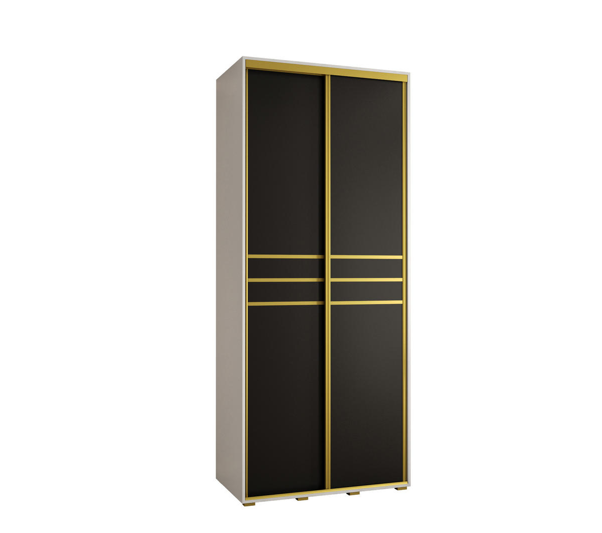 SCHWEBETÜRENSCHRANK 235,2/100/60 2-türig - Goldfarben/Schwarz, Holz/Metall (100/235/60cm) - Abiks Möbel