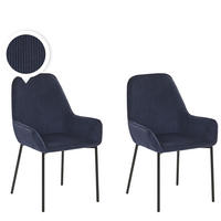 ESSZIMMERSTUHL 2er-Set Cord Blau Loverna - Blau, Textil/Metall (56/89/59cm) - Beliani