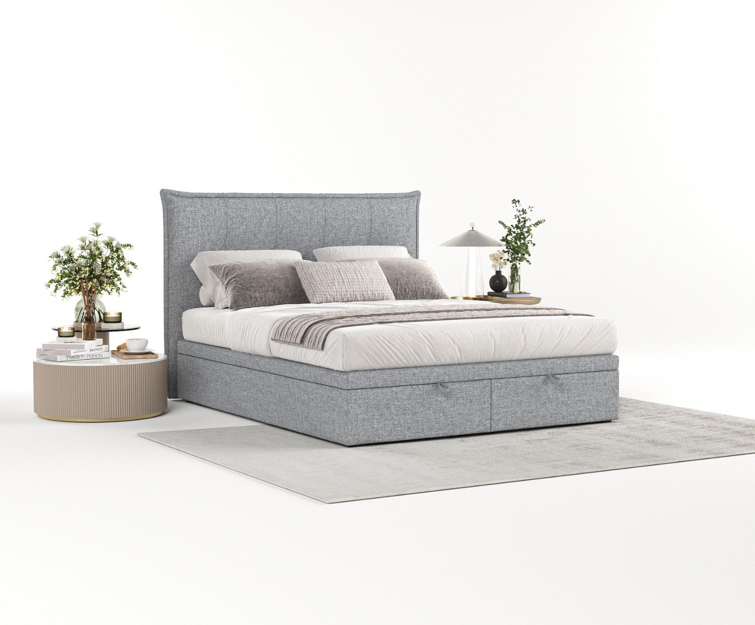 POLSTERBETT Liano mit Stauraum 140/200 cm Grau im Alta Stoff - Schwarz/Grau, Holz/Holzwerkstoff (140/200cm) - AltaBeds