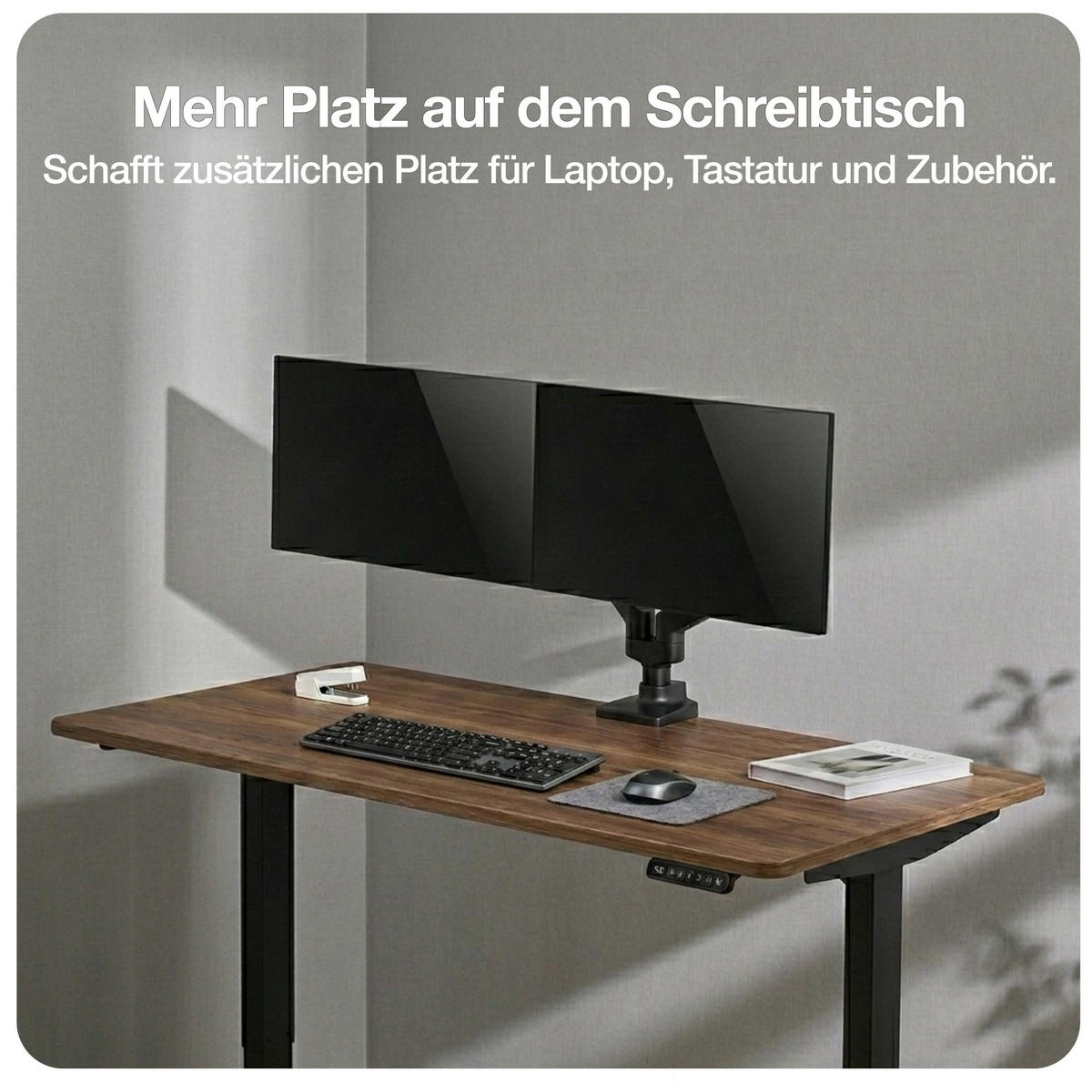 MONITORARM Doppel-Monitorarm in schwarz mit Gasfeder für 2 Monitore 17–35 Zoll bis je 20kg / Schwarz - Schwarz, Metall (25/50/13cm) - ASSMANN