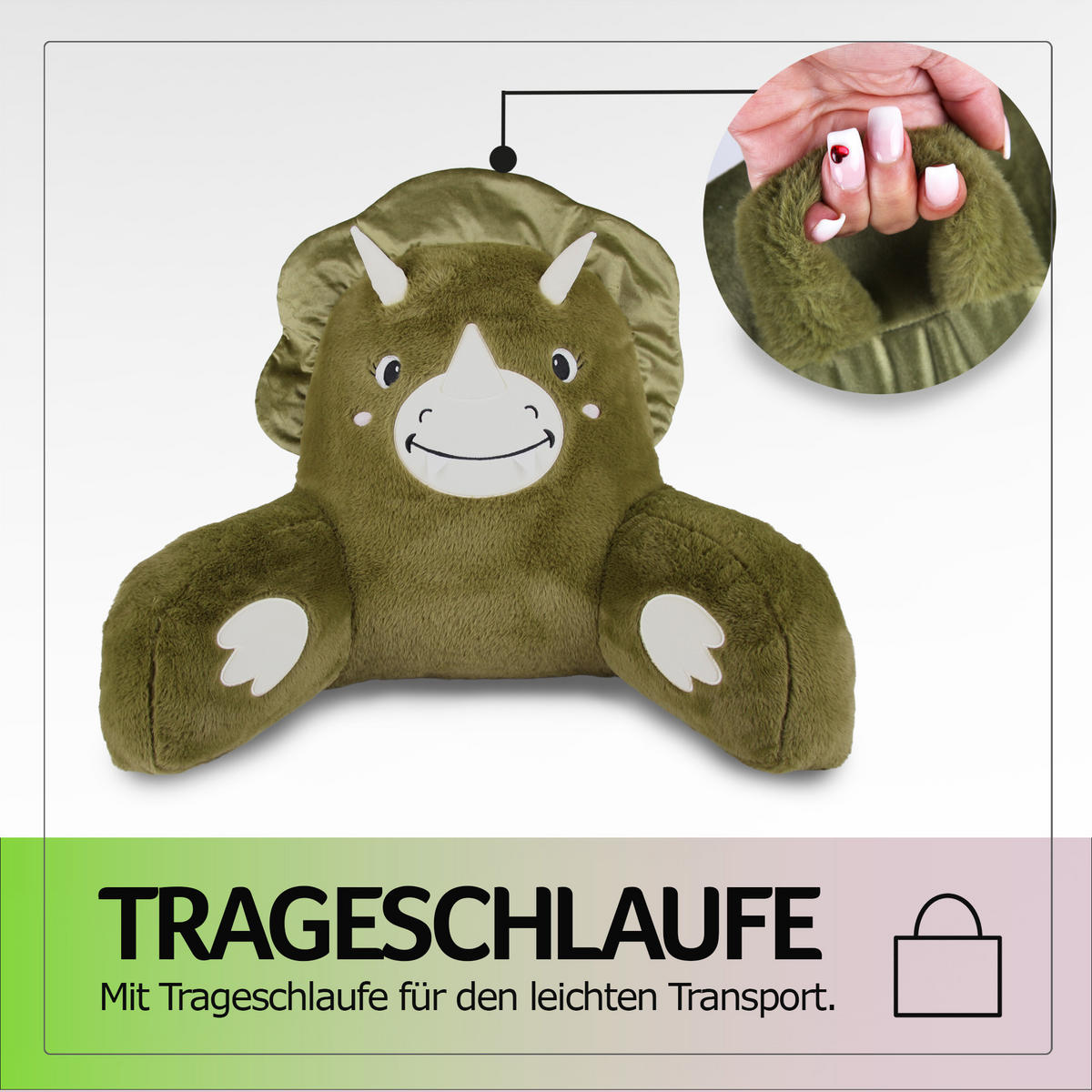 BETTSITZKISSEN mit Armlehnen 66×37×48 cm Dino - Dunkelgrün, Textil (37/66/48cm) - Bestlivings