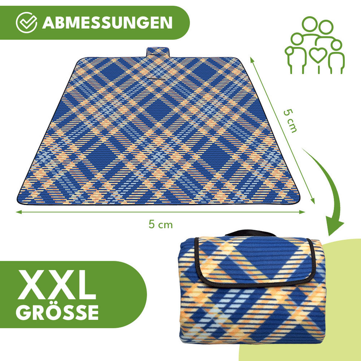 PICKNICKDECKE - Blau, Textil (200/200cm) - KRUMAD