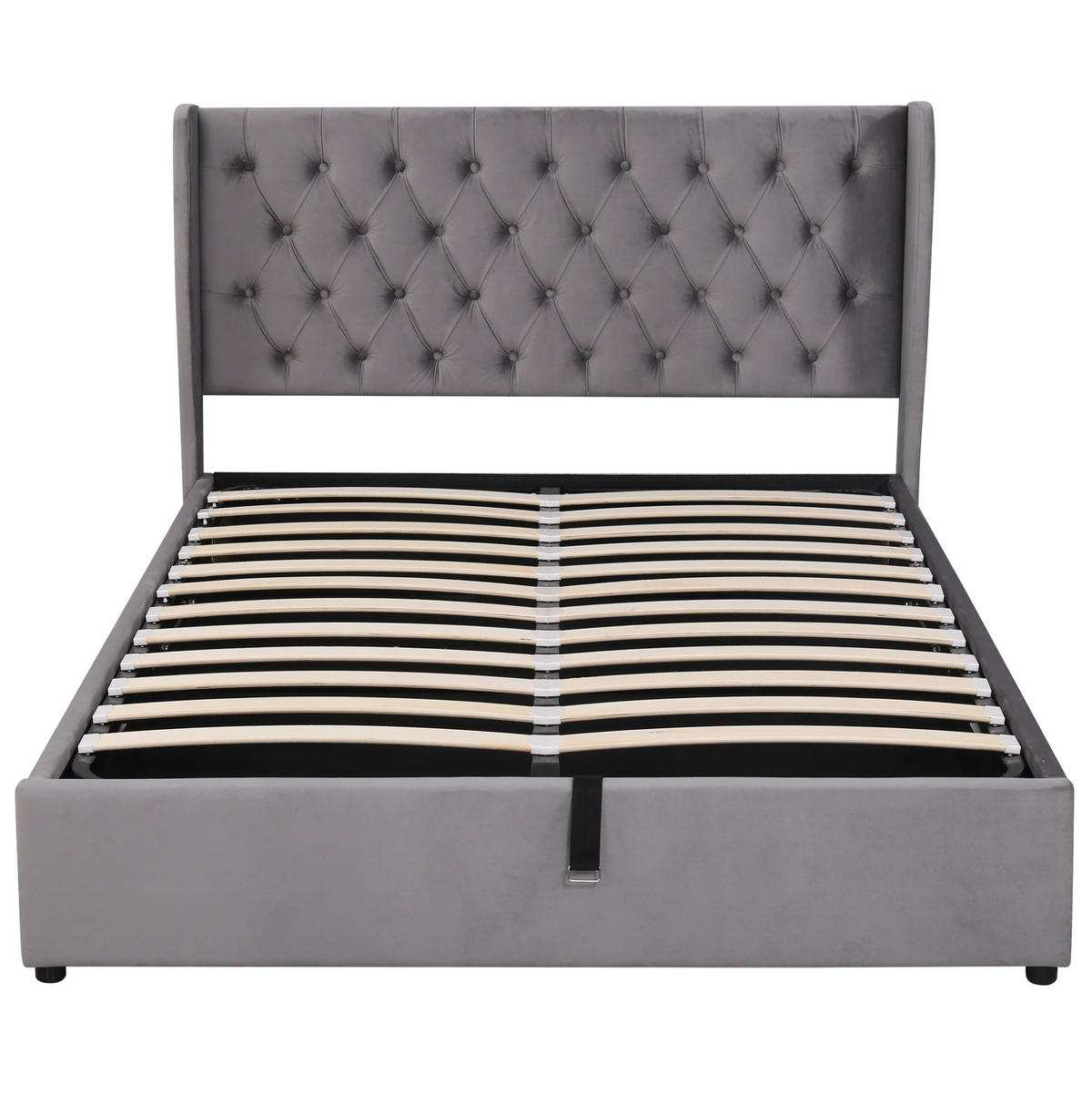 POLSTERBETT 140/200 cm Grau mit hydraulischem Bettkasten und Lattenrost - Grau, Textil (140/200cm) - OKWISH