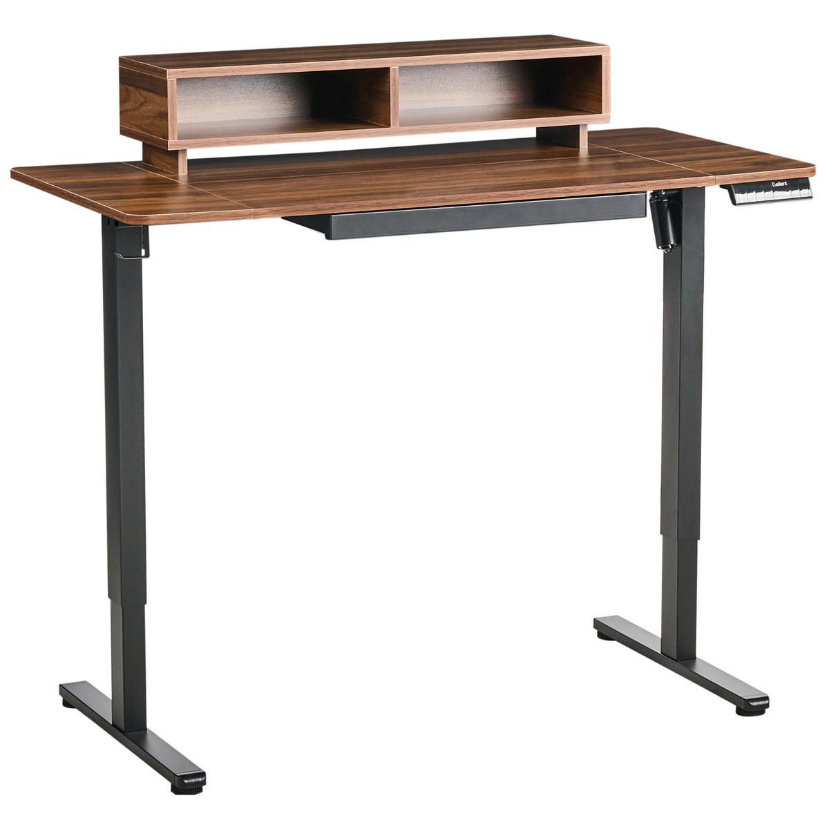 SCHREIBTISCH elektrisch höhenverstellbar 120/60 cm mit USB-Anschluss Braun/Schwarz Lucama - Schwarz/Braun, Holzwerkstoff/Metall (60/120/88cm) - Beliani