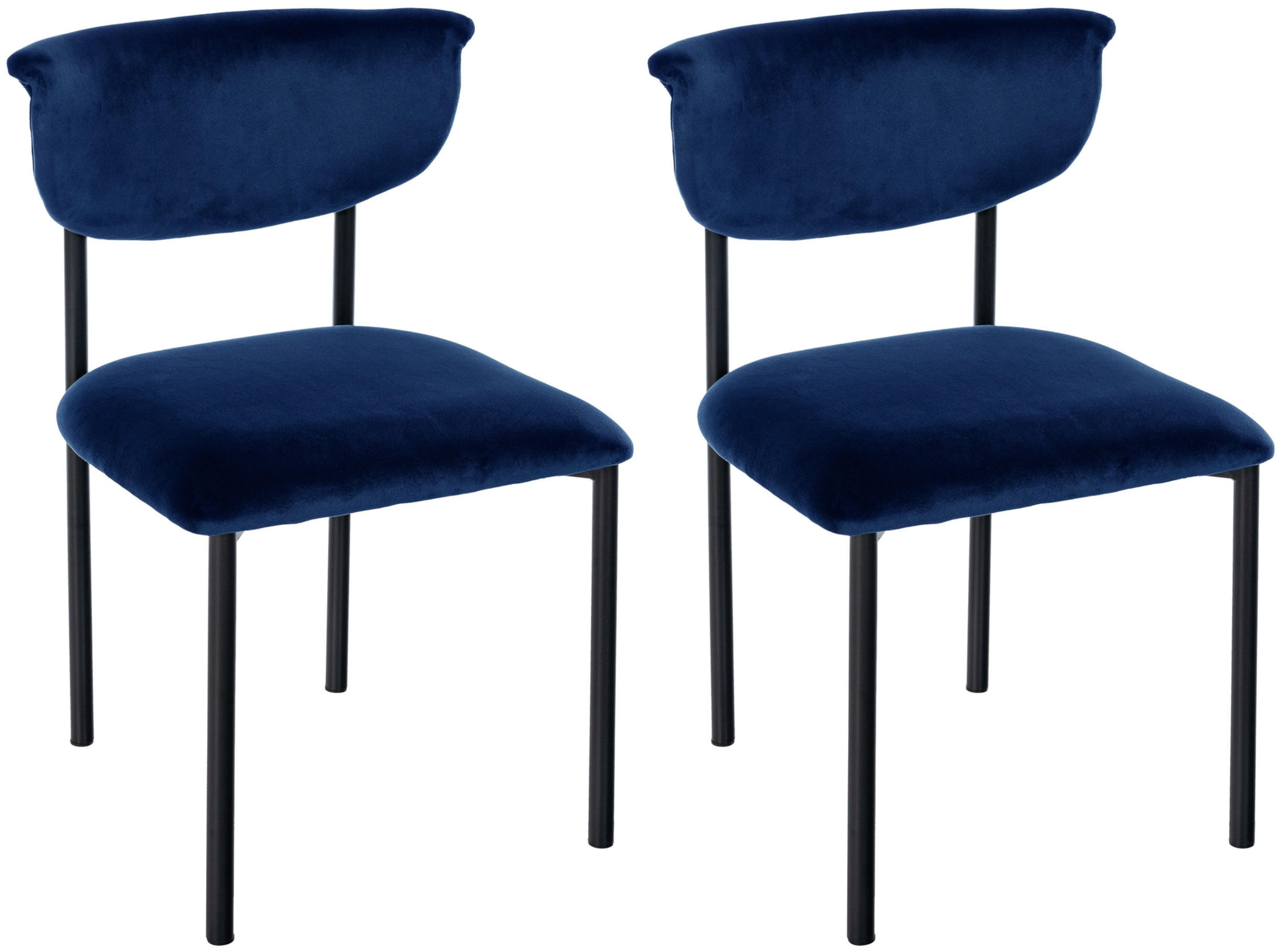 STUHL 2er Set Samt Dunkelblau - Dunkelblau, Textil/Metall (52/78/53cm) - CLP