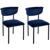STUHL 2er Set Samt Dunkelblau - Dunkelblau, Textil/Metall (52/78/53cm) - CLP