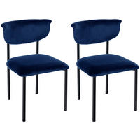 STUHL 2er Set Samt Dunkelblau - Dunkelblau, Textil/Metall (52/78/53cm) - CLP