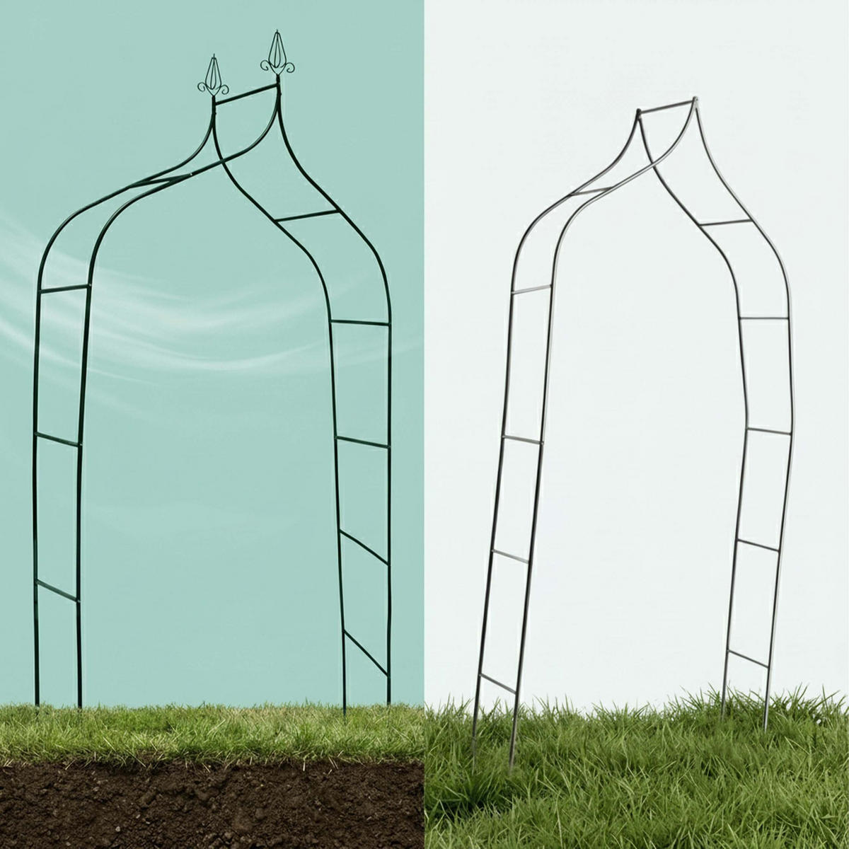 ARCADĂ Verde închis metal pentru plante cățărătoare - verde închis, metal (140/255/38cm) - Relaxdays