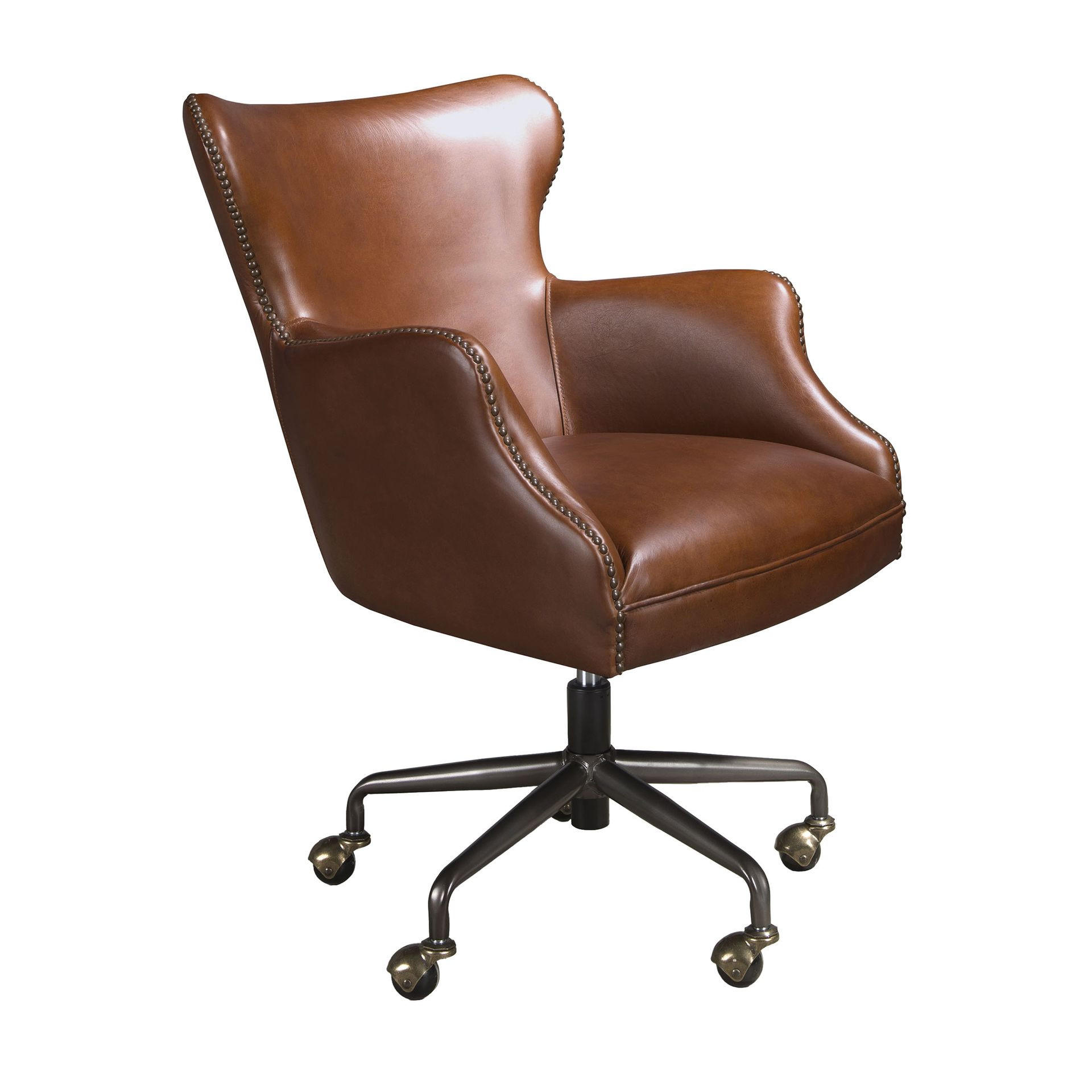 CHEFSESSEL asymmetrisch Dunkelbraun Stahl 64/74/92 cm - Braun, Leder/Metall (64/92/74cm) - ANGEL CERDA