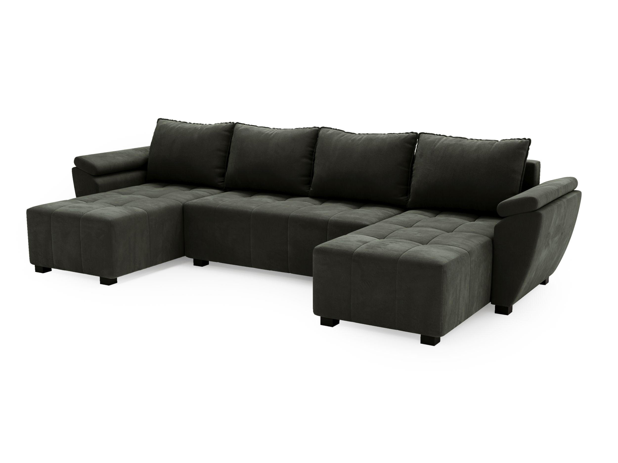 ECKSOFA ZEUS U Monolith 92 mit Schlaffunktion - Dunkelgrau, Textil (305/88/140cm) - Bedante
