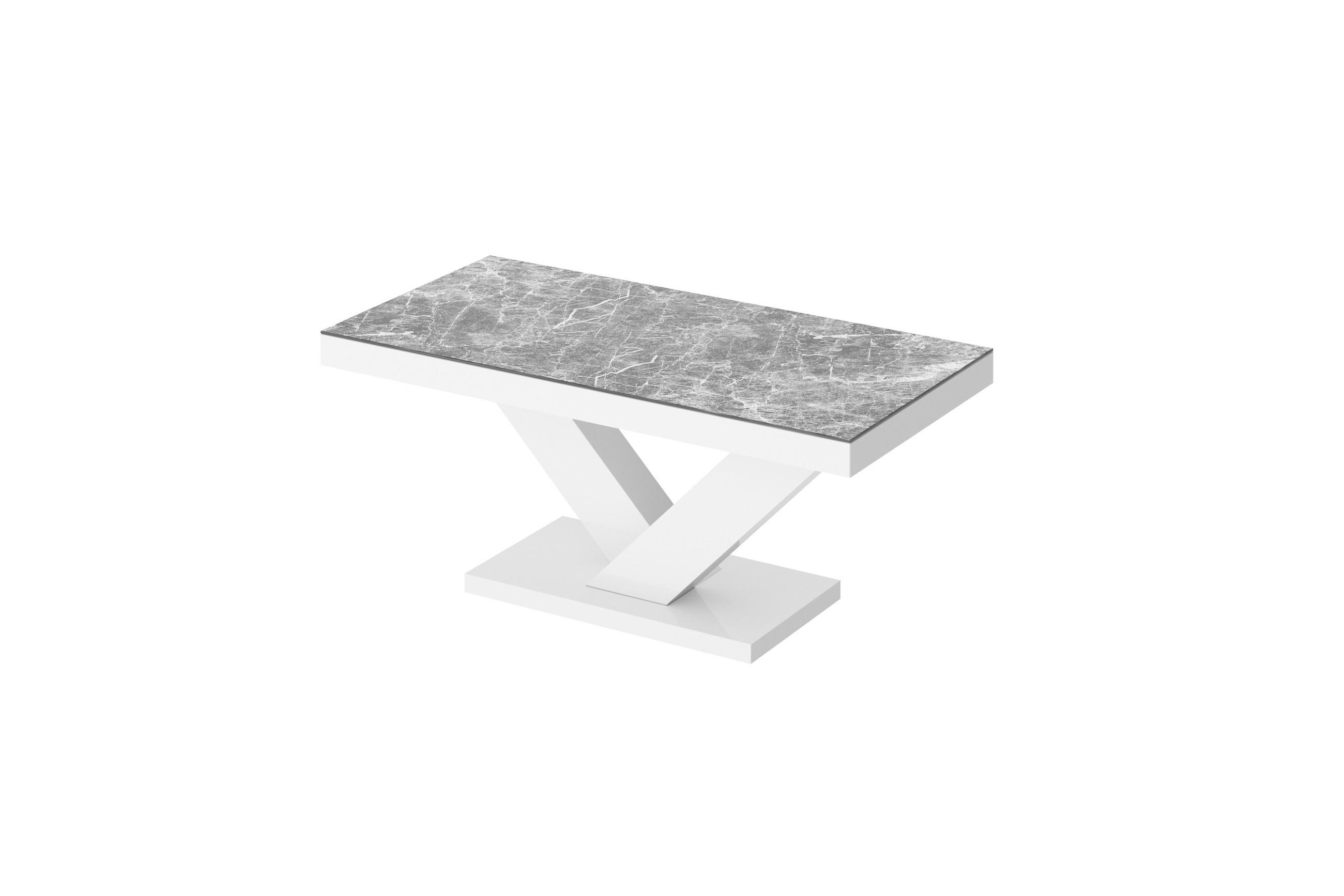 COUCHTISCH rechteckig Marmor dunkel Weiß Hochglanz 120/60/49 cm - Weiß Hochglanz/Anthrazit, Holzwerkstoff (60/120/49cm)