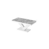 COUCHTISCH rechteckig Marmor dunkel Weiß Hochglanz 120/60/49 cm - Weiß Hochglanz/Anthrazit, Holzwerkstoff (60/120/49cm)