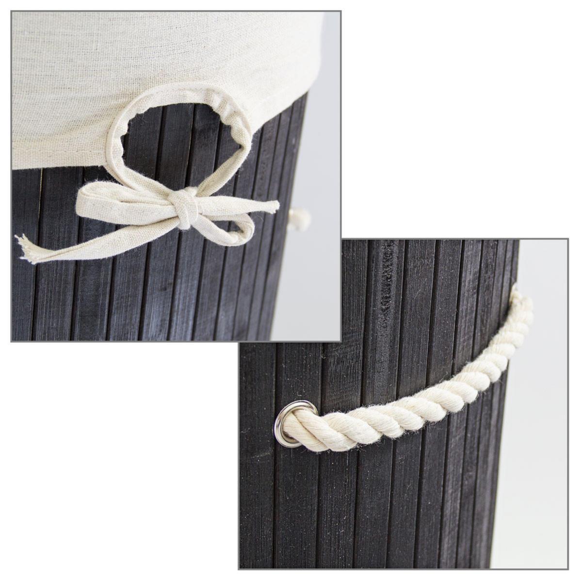 WÄSCHEKORB - Schwarz, Holz/Textil (41/65/41cm) - Relaxdays