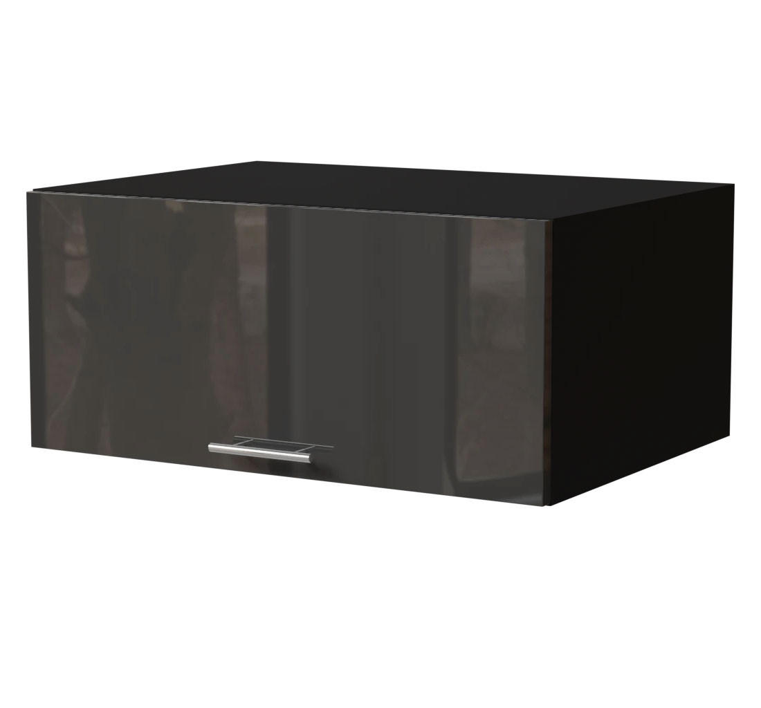 AUFSATZSCHRANK Essen W6B/80 Graphit Hochglanz / Schwarz Matt 80 / 59 / 36cm - Schwarz/Graphitfarben, Holz/Holzwerkstoff (80/36/59cm) - Feldmann-Wohnen