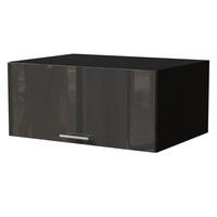 AUFSATZSCHRANK Essen W6B/80 Graphit Hochglanz / Schwarz Matt 80 / 59 / 36cm - Schwarz/Graphitfarben, Holz/Holzwerkstoff (80/36/59cm) - Feldmann-Wohnen