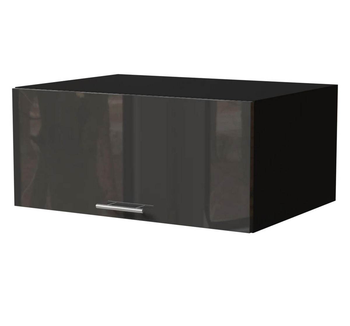 AUFSATZSCHRANK Essen W6B/80 Graphit Hochglanz / Schwarz Matt 80 / 59 / 36cm - Schwarz/Graphitfarben, Holz/Holzwerkstoff (80/36/59cm) - Feldmann-Wohnen