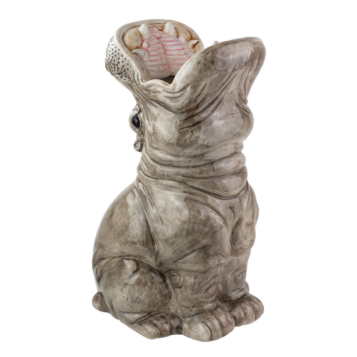 BLUMENVASE Big Hungry Hippos, Dolomit, Grau, 23 x 19 x 42 cm - Grau, Keramik (42cm) - Donkey Products