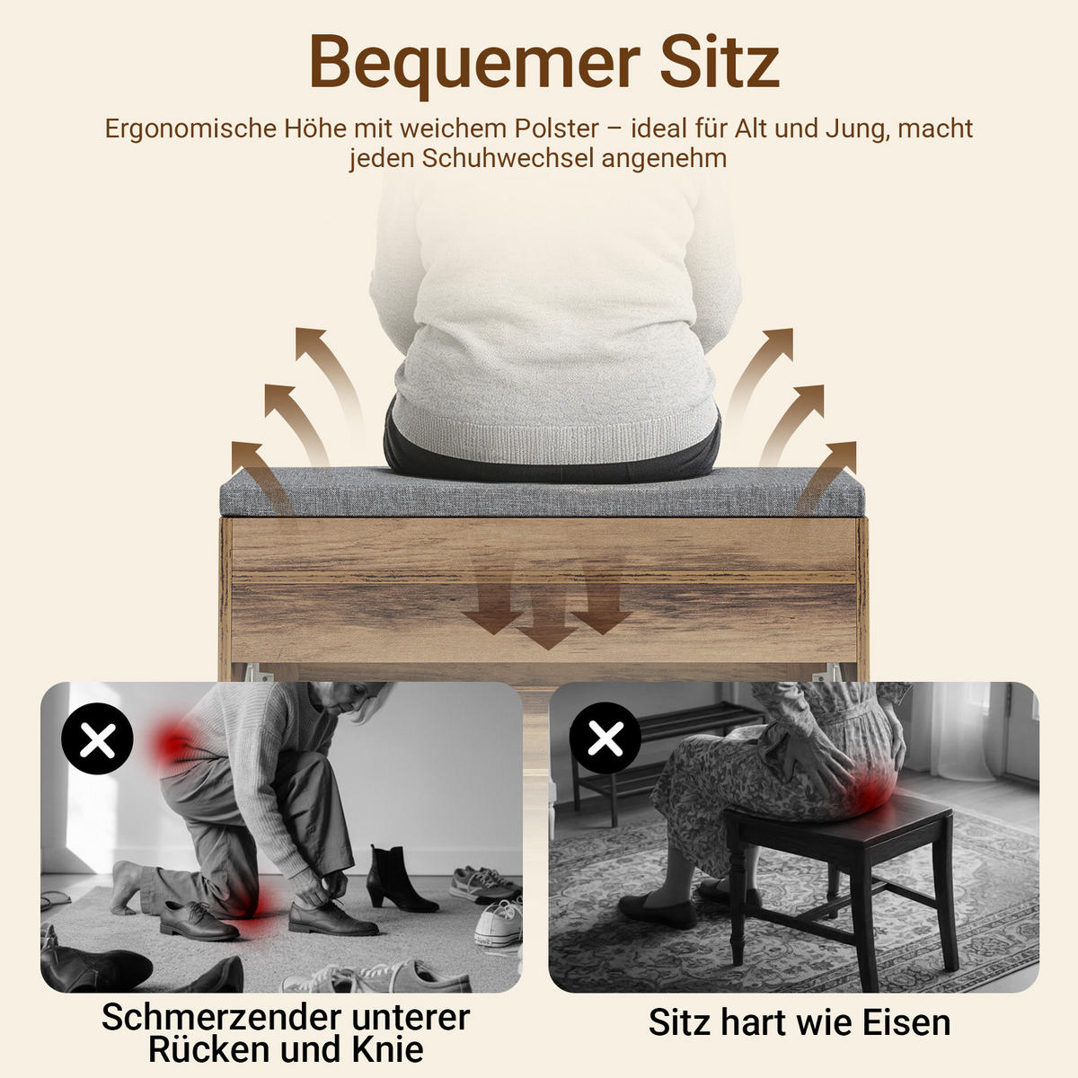 SCHUHBANK mit Sitzfläche schmal 75x24x53cm Braun - Braun, Holzwerkstoff (24/53/75cm) - SoBuy