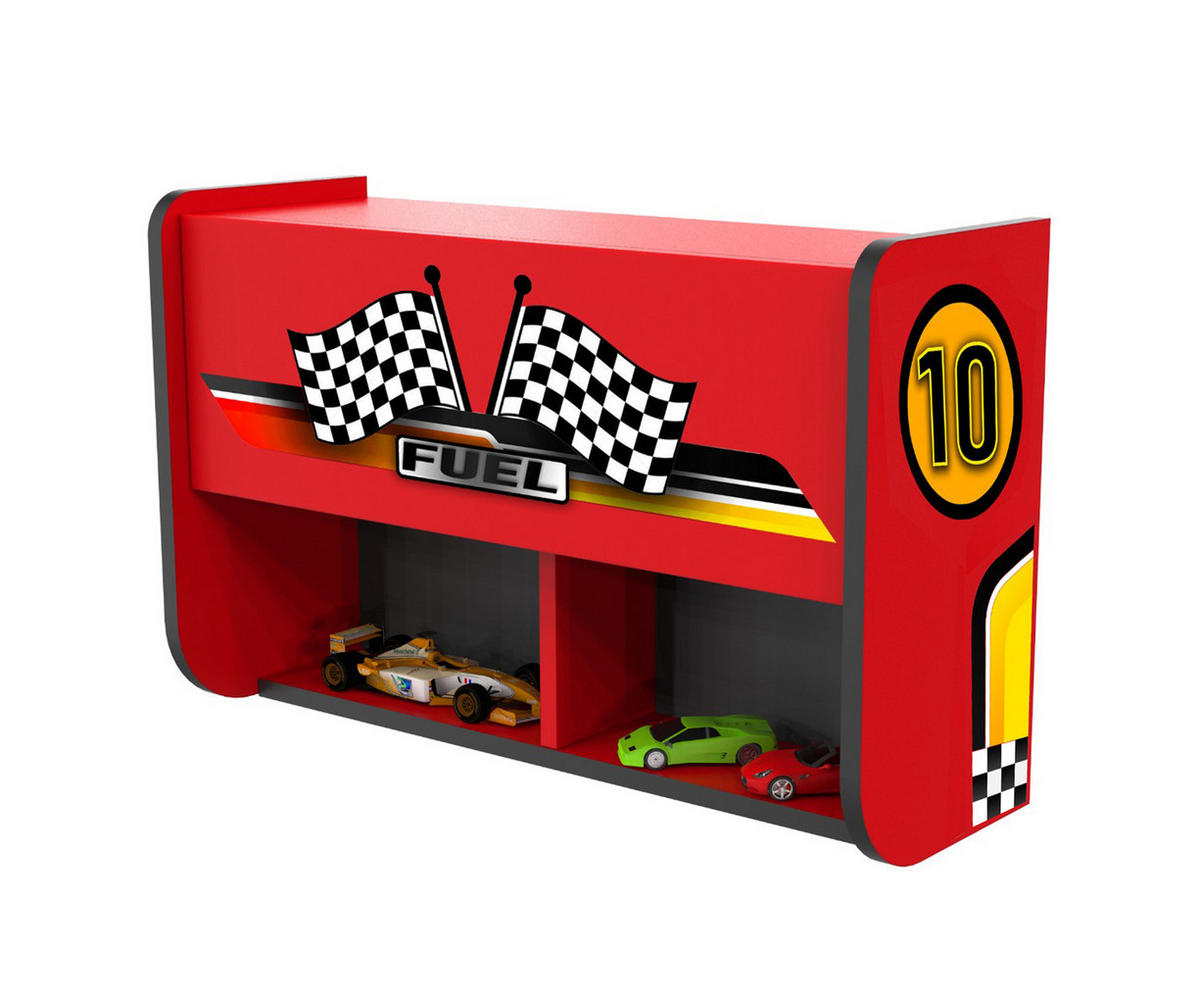 BÜCHERREGAL mit Klappe Wandregal für Kinderzimmer Rot - Rot, Holzwerkstoff (72/49/26cm) - Aileenstore