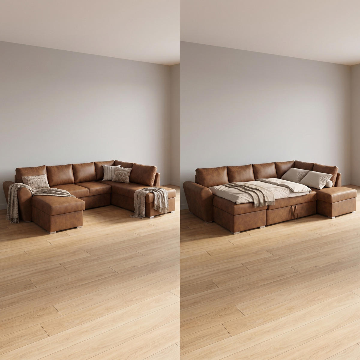 ECKSCHLAFSOFA, Stefan, Braun, Kunstleder, links, 203 x 160 x 85 cm - Braun, Leder/Textil (203/160cm) - ebuy24