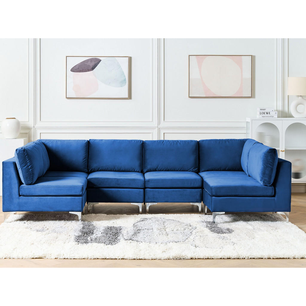 Thumbnail - Beliani 6-Sitzer, Blau, Textil, 300x84x150 cm, Wohnzimmer, Sofas & Couches, Sofas, Bigsofas