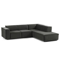 ECKSOFA mit Ottomane - Schwarz/Grau, Kunststoff/Textil (260/234cm) - home24