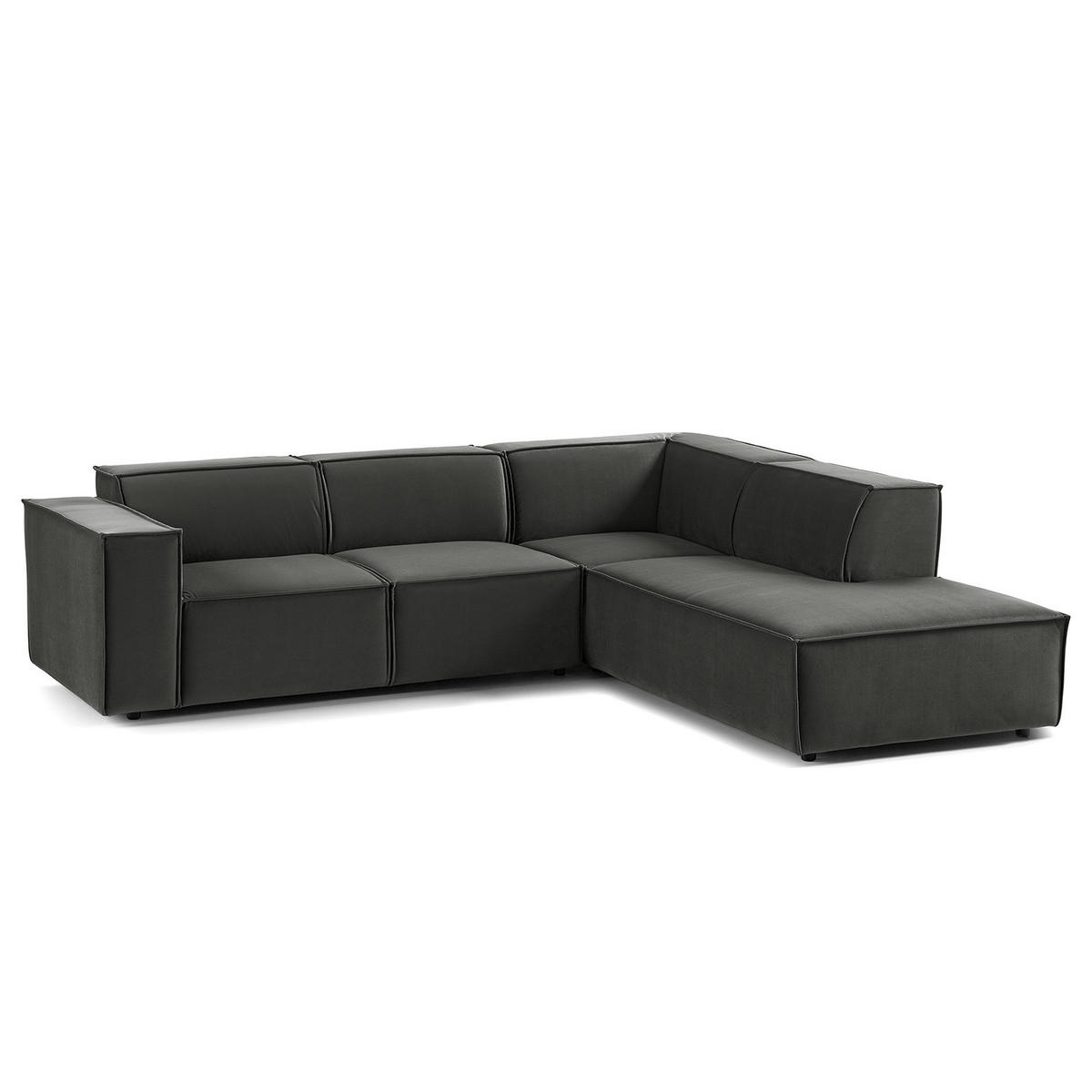 ECKSOFA mit Ottomane - Schwarz/Grau, Kunststoff/Textil (260/234cm) - home24