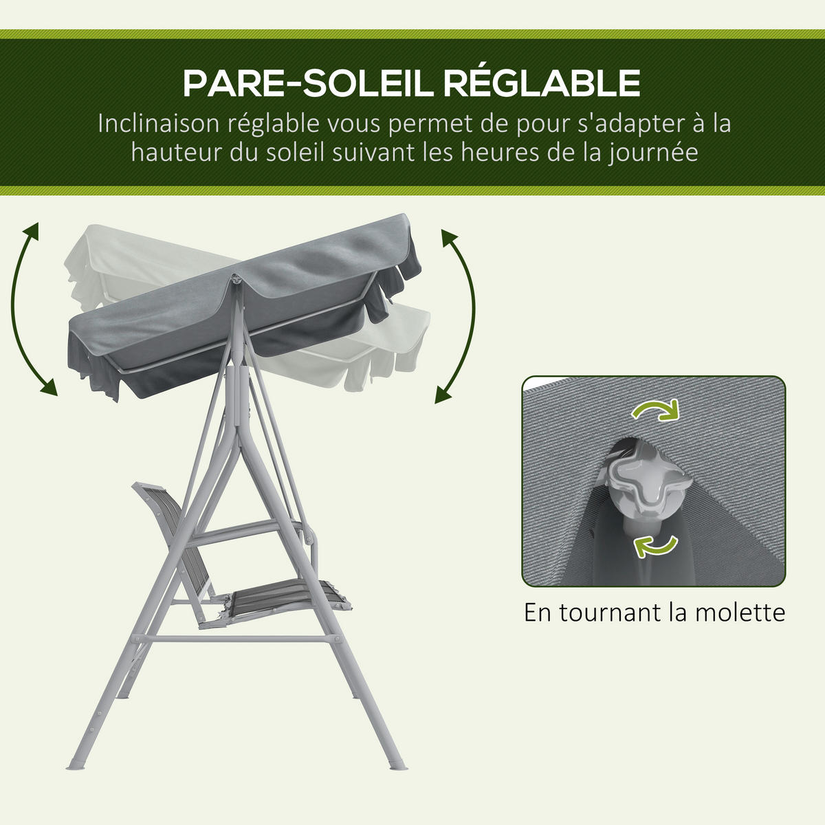 GARTENSCHAUKEL Grau 3-Sitzer - Grau, Metall (170/153/108cm) - PANGIVO