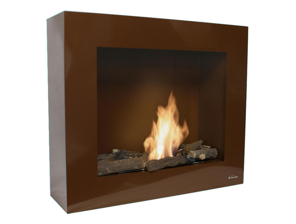 BIOETHANOL-KAMIN Braun Wandmodell inklusive 1.2 L Brennblock - Braun, Metall (70/60/20cm) - Purline