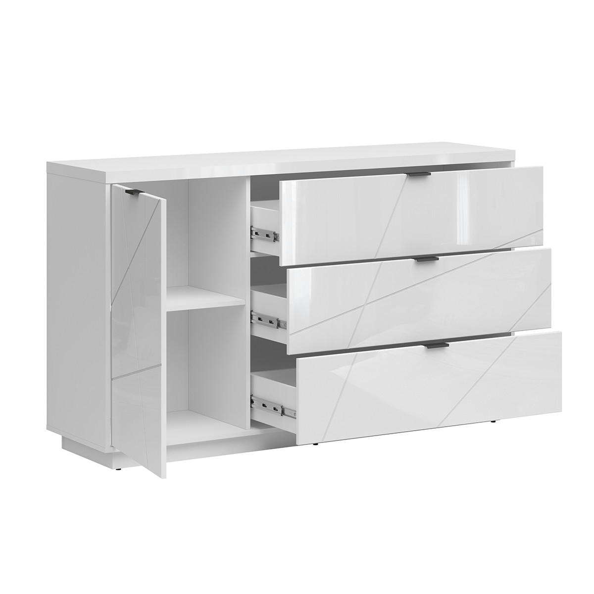 SIDEBOARD Sven Weiß - Weiß Hochglanz/Weiß, Holzwerkstoff (156/93/43cm) - Petits-meubles