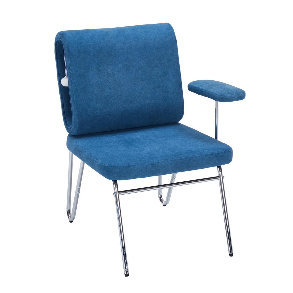 STUHL 77x70x89 cm mit integrierter Katzenhöhle, kratzfester blauer Stoffbezug - Blau, Holz (70/89/77cm) - Modfu
