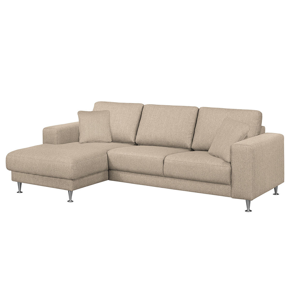 ECKSOFA mit Longchair - Strukturstoff - Kaschmir, Textil (235/150cm) - home24
