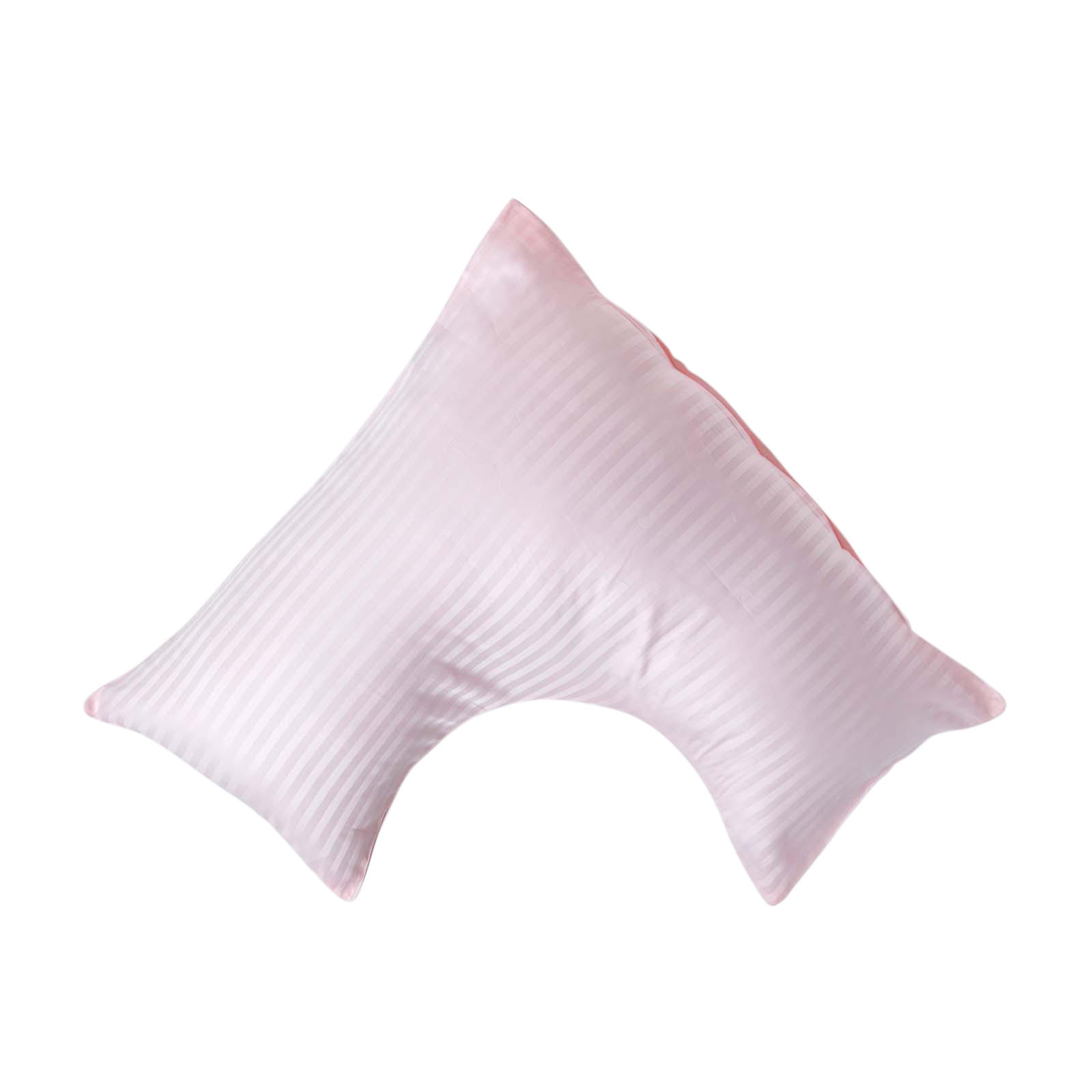 KISSENBEZUG für V-Form-Kissen, Damast-Streifen, Fadendichte 330 - Rosa, Textil (38/76cm) - Homescapes